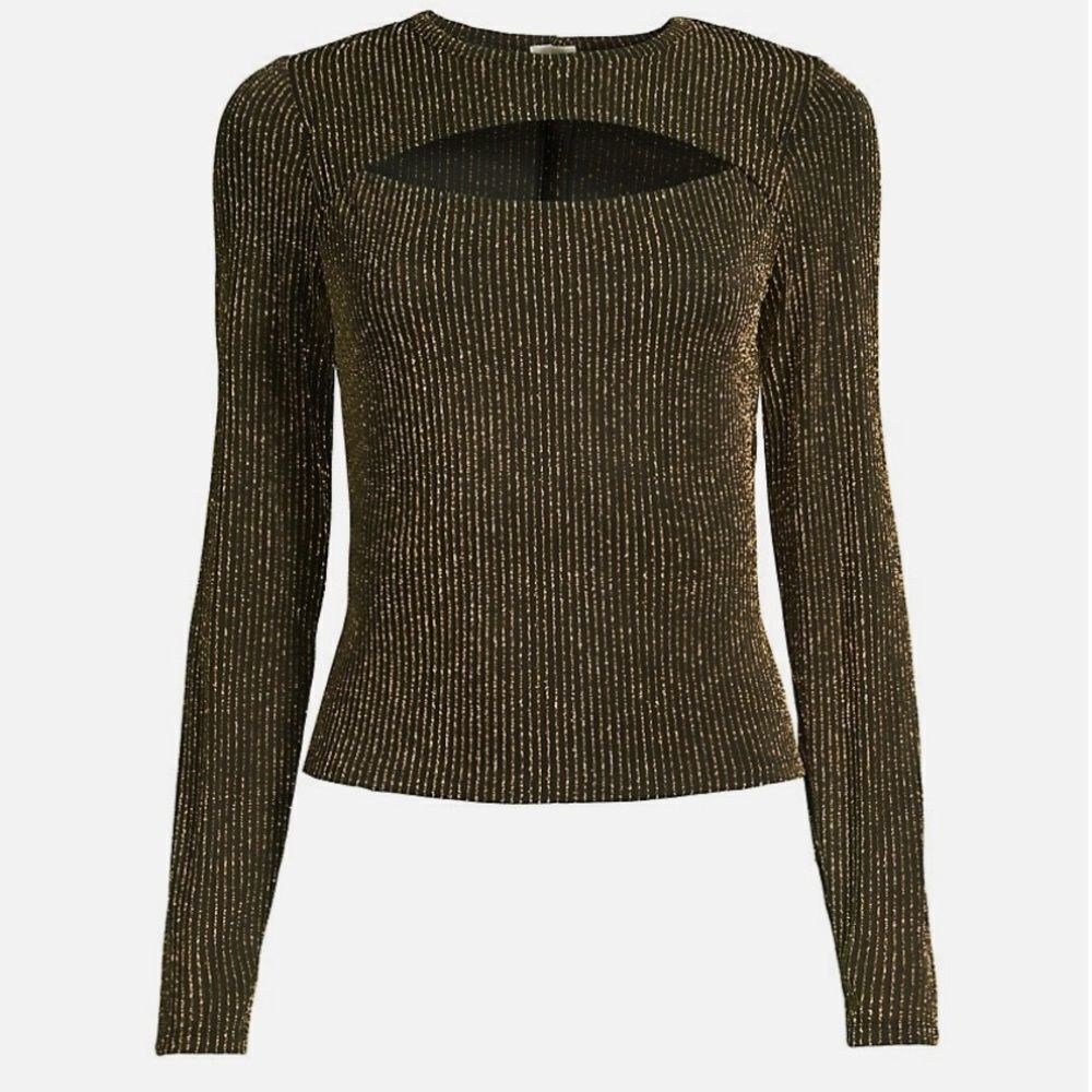 MICHAEL Michael Kors
Foil Cheetah Cut-Out Top Gold‎ Stitch Fix S Nwt